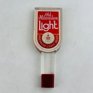 Vintage Old Milwaukee Light Beer Tap Handle‎ Lucite Acrylic 6" Clear Red